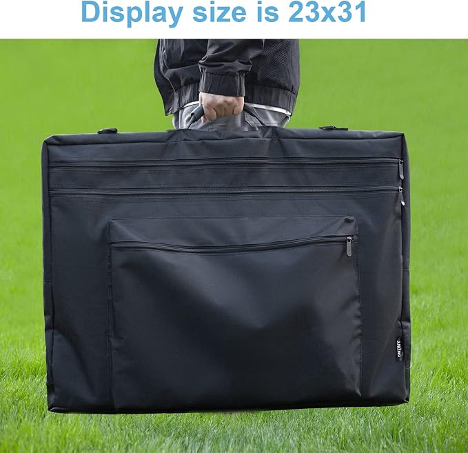 JJRING 23x31 Art Portfolio Tote Bag With Shoulder Strap, Black
