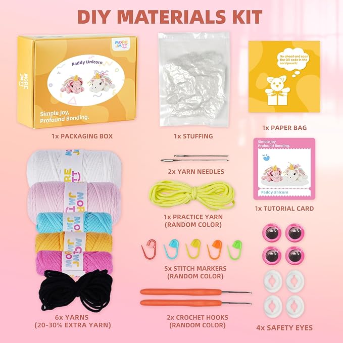MOREJMTT Crochet Kit for Beginners, Learn to Crochet, Include Easy Knitting Soft Yarn, Step-by-Step Video Tutorial, Hook, Holiday Birthday Gift for Adults (Unicorn)