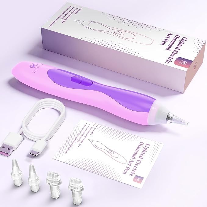 Electric Diamond Art Pen with Light, Diamond Art Tools for Adults, Violet