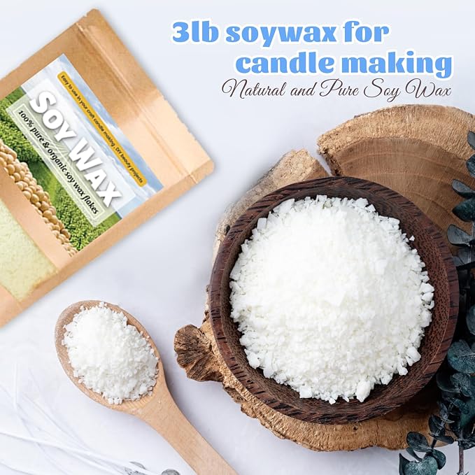 3lbs Soy Wax Melt Making Kit with Electric Wax Melting Pot | soy wax melter kit includes natural soy wax flakes, an electric wax melter, a thermometer, and wicks