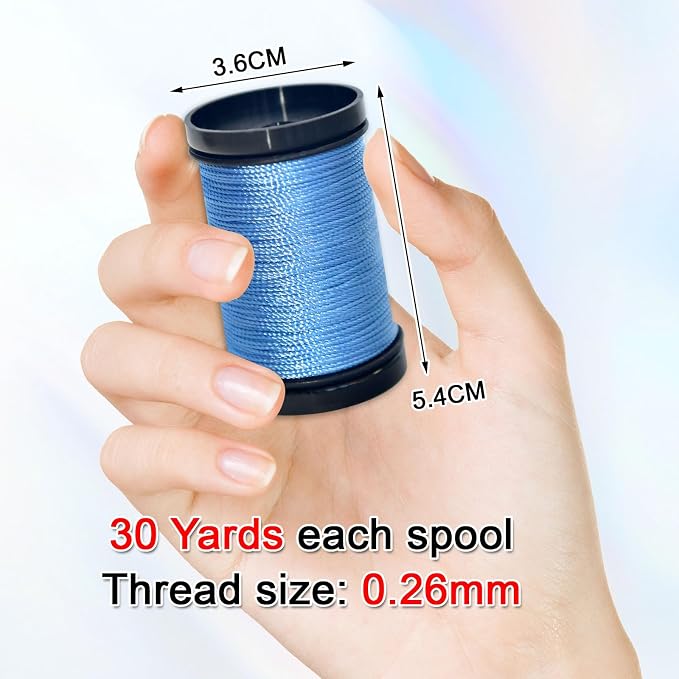 30 Yards Heavy Duty Extra Strong Upholstery Nylon Sewing Thread for Machine, Home, Hand, Craft, and Denim Leather，Color：Blue