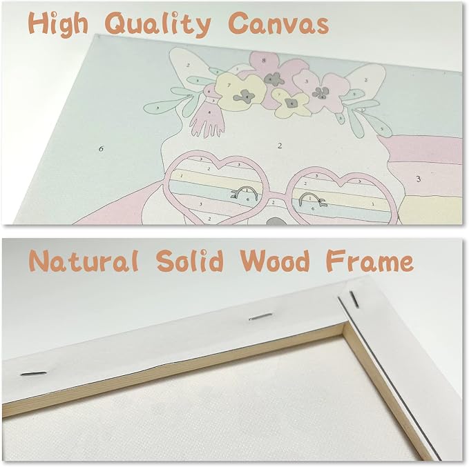 CarlonLin Framed 4 Pack Paint by Number for Kids, Paint by Numbers for Kids Ages 8-12, Paint by Numbers Kits Children Beginner, DIY Acrylic Oil Painting for Home Wall Decor (8x8inch)