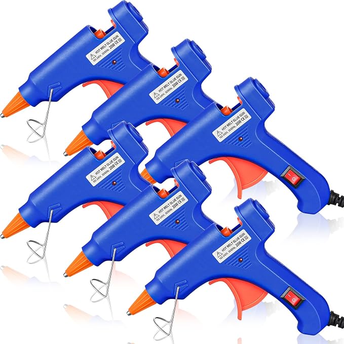 Zhengmy 6 Pcs Mini Hot Glue Guns 20W Low Temp Burn Protection,Blue