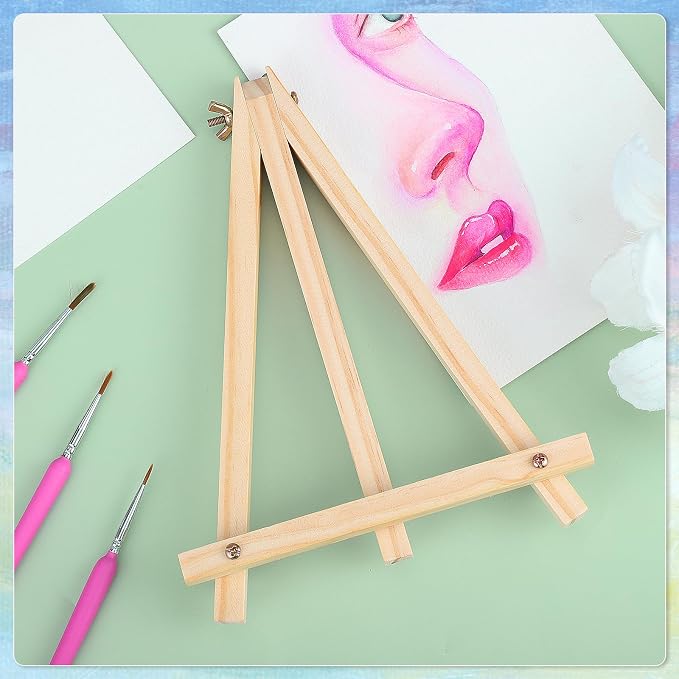 8 Pack 9 Inch Easel for Painting | Wooden Easel Stand for Sign Table Top Small Art Easel for Artists and Students