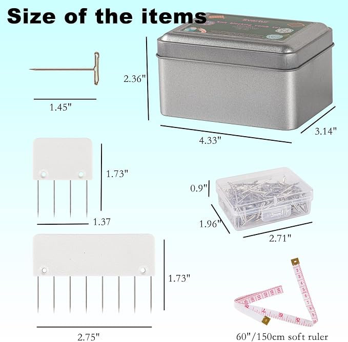 Svartur Knit Blocking Pins Kit, Includes 20 Knit Blocking Combs, 100 T-pins for Blocking Knitting Crochet, Needlework Projects, Knitting Block Tool for Blocking Mats, White