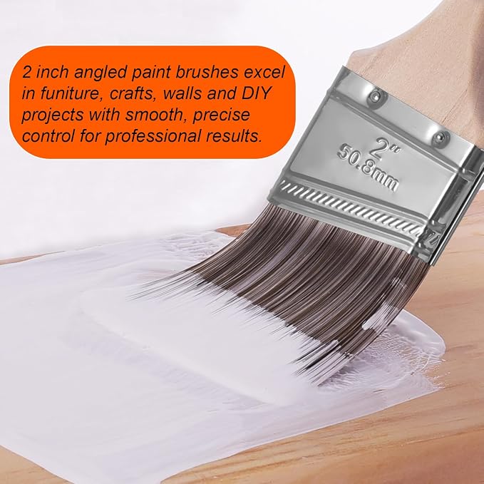 Great Andrew 12 Pack 2-inch Paint Brushes Angled
