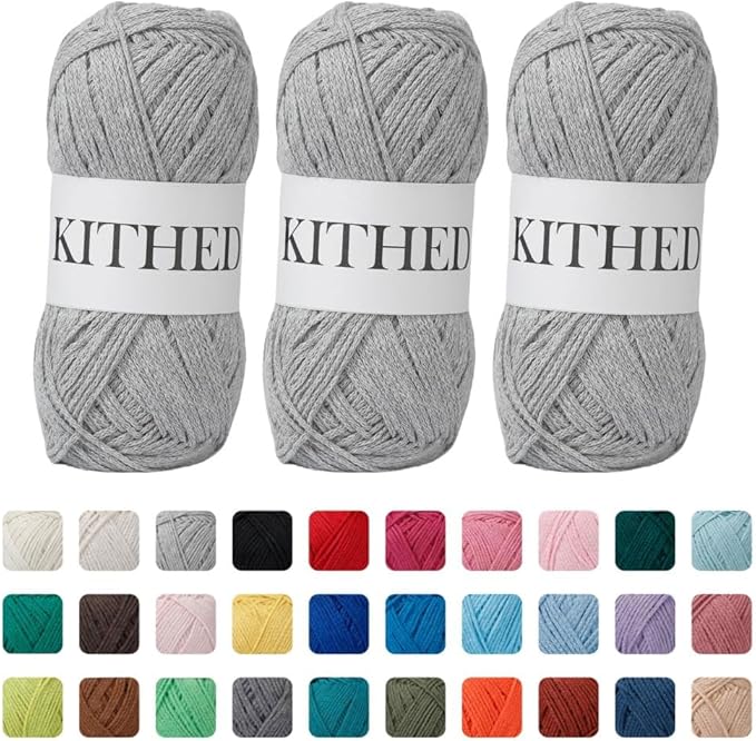 Cotton Yarn，10.5oz，526yard，3 Pack ，Soft Yarn for Crocheting and Knitting (03 Light Grey)