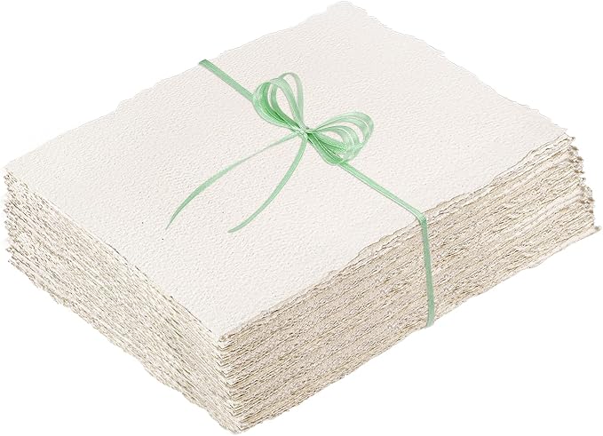 50 Sheets Deckle Edge Watercolor Paper 9x12 in, 160 GSM Handmade