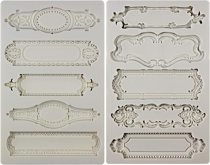 Baroque Style Silicone Molds 2-Count Plaque and Object Labels for Crafts