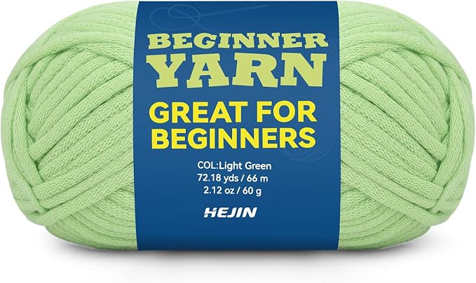 60g Light Green Yarn for Crocheting and Knitting;66m (72yds) Cotton Yarn for Beginners with Easy-to-See Stitches;Worsted-Weight Medium #4;Cotton-Nylon Blend Yarn for Beginners Crochet Kit Making