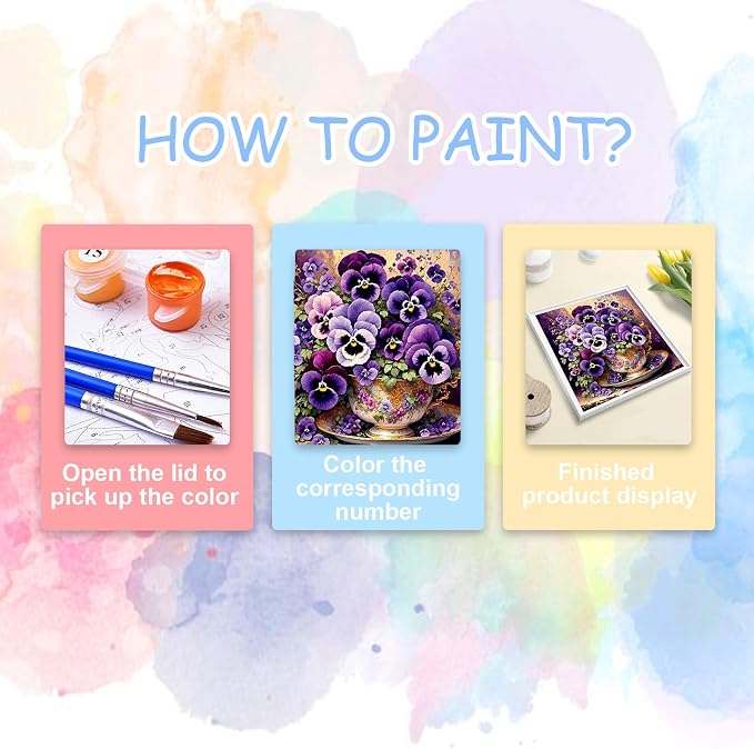 Flower Paint by Numbers Kit for Adults, Paint by Number for Adults Flowers | Floral Painting by Numbers Kit on Canvas for Gift Home Wall Decor(Flower,16x16 inch) Frameless