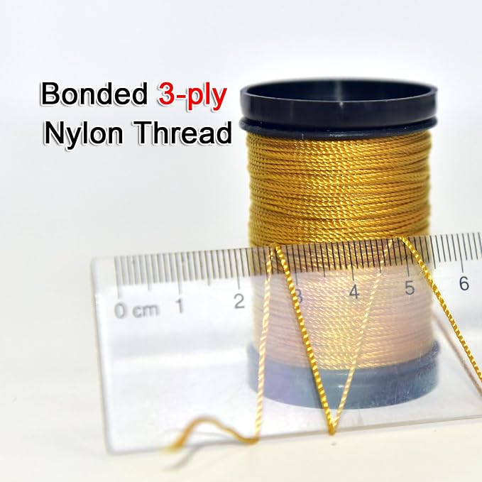 30 Yards Heavy Duty Extra Strong Upholstery Nylon Sewing Thread for Machine, Home, Hand, Craft, and Denim Leather，Color：Gold