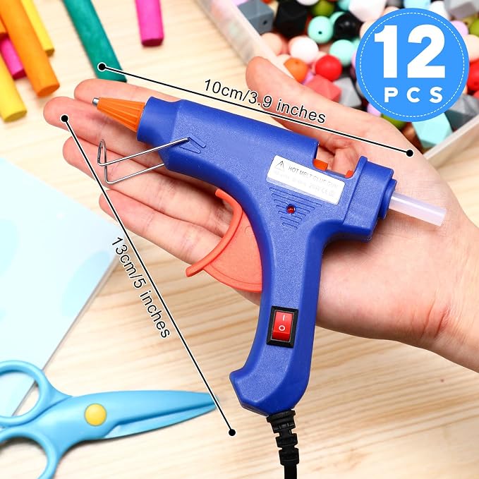 Zhengmy 12 Pcs Mini Hot Glue Guns 20W Low Temp Burn Protection,Blue