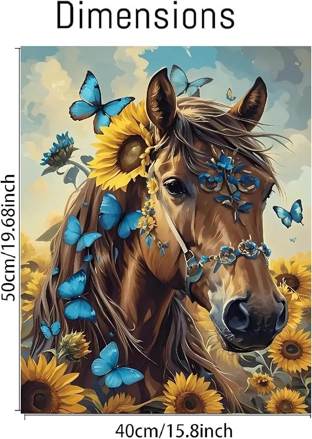 askkqtx Horse Paint by Numbers Kit for Adults Unframed 16x20 Inch
