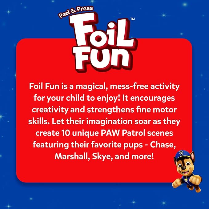Skillmatics Foil Fun, PAW Patrol, Foil Art & Craft Activity, Gift for Kids | Travel Toy, Mess-Free, 100+ Stickers, DIY Decor, For Fans of Chase, Marshall, Skye, Girls & Boys Ages 4, 5, 6, 7, 8, 9