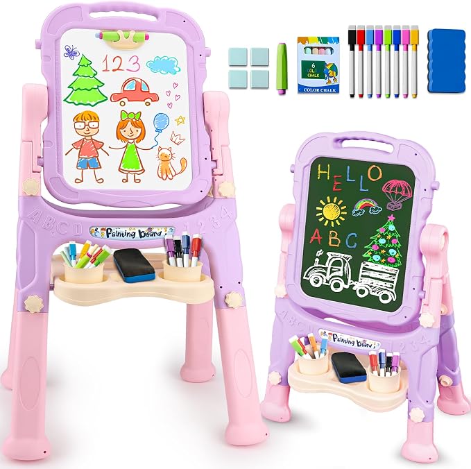 Toddlers Art Easel KidMagnetic White Board Chalk Board Toys 3 4 5 Year Girl Birthday Gifts
