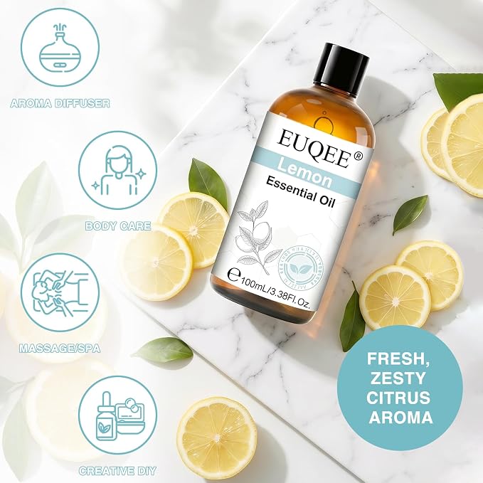 EUQEE 100ml Lemon Essential Oil for Spray 3.38 Fl Oz