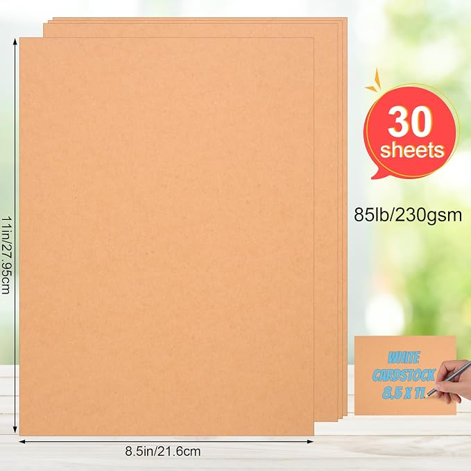 Joyberg Brown Cardstock 8.5 x 11, 230gsm Cover Cardstock Paper, 85 Lb Heavy Card Stock for Printer, Card Stock Paper for Invitations, Scrapbooking, Crafts, Diy Cards, Decoration, Drawing (30 Sheets)