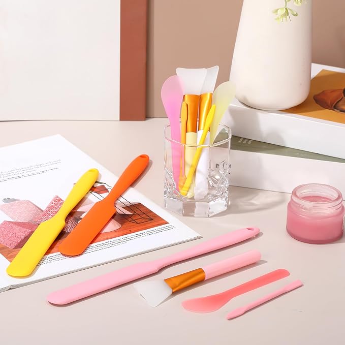 Patelai 12 Pcs Silicone Stir Sticks Kit, Silicone Epoxy Brushes, Stir Tool Sticks, Mixing Spoon, Scraper DIY Crafts Tools for Resin Epoxy Liquid Paint