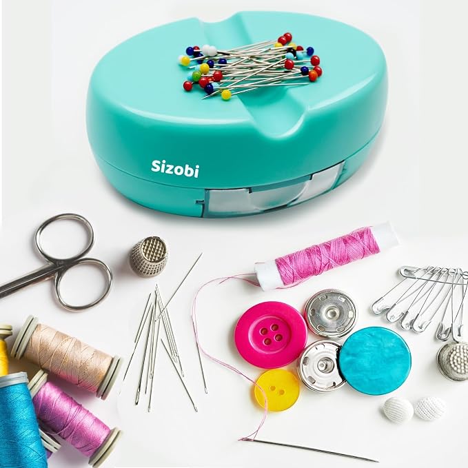 Sizobi Magnetic Pin Holder with 100 Pcs Pins, Sewing Supplies Organizer
