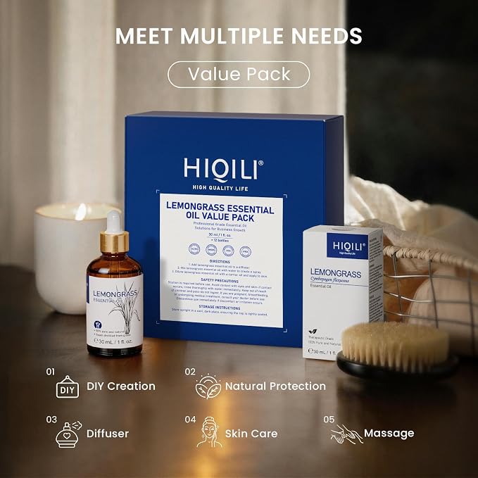HIQILI Lemongrass Essential Oil Set, Bulk Wholesale for Business