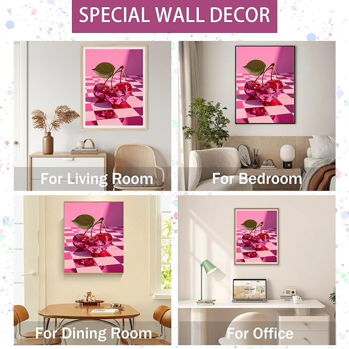 Gamteldot Diamond Art Kits for Adults,Cherry Diamond Painting Kits,5D Diamond Art DIY Full Drill Diamond Dots Gem Art Craft with Full Tools,for Home Wall Decor Gift-12x16in