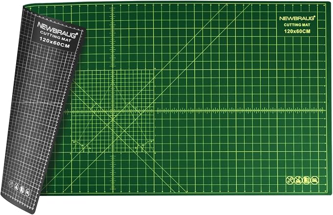 NEWBRAUG 23'' × 47'' Large Self Healing Cutting Double Sided 5-Ply Mat, Big Cutting Board for Rotary Cutting, Quilting, Sewing, Craft, Fabric & Scrapbooking(Green/Black)