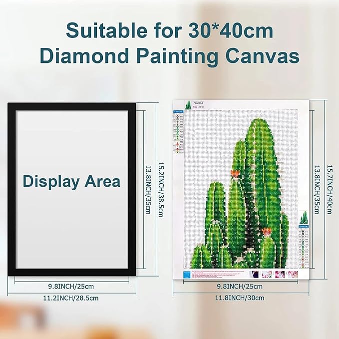 12x16 inch Diamond Art Frame for 30 x 40cm Diamond Painting, Horizontal and Vertical Formats for Wall Hanging, 10 x 14 Wall Gallery Poster Photo Frame with Durable Shatter Resistant- 4 Pack (Black)