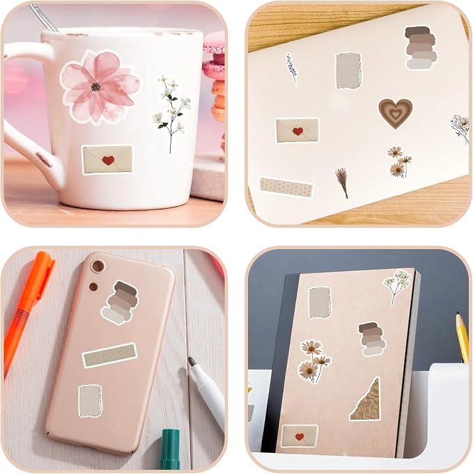 120 Pcs Vintage Aesthetic Stickers, Scrapbook Supplies | Unique, Journaling Essential, Botanical Waterproof Vinyl, Residue-Free, Planner & Diary Decor, Creative Gift