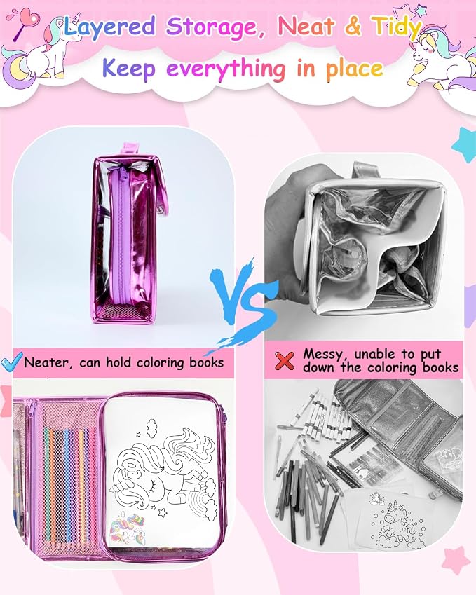 98X Washable Scented Markers Set with Unicorn Pencil Case for Kids Coloring