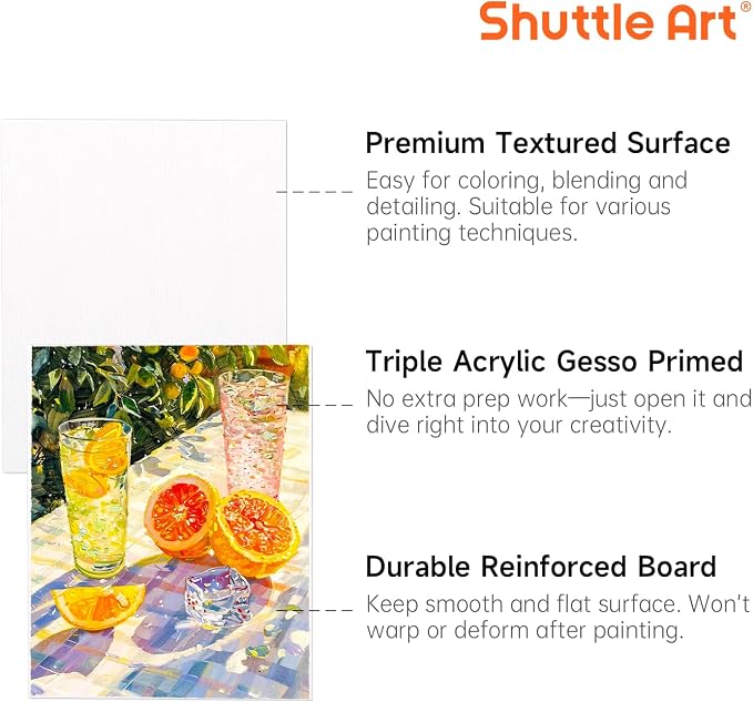 Shuttle Art 36 Pack Canvas for Painting, 5x7 & 8x10 Inch(18 of Each), Primed, 100% Cotton Blank Canvas Boards for Painting, Ideal Art Supplies for Kids Adults Artists Acrylic Oil Painting
