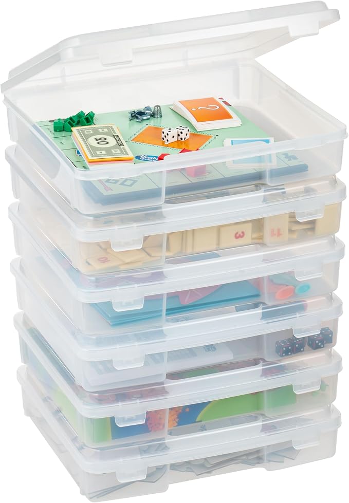 IRIS USA Board Game Storage |Made in USA| Thick Craft Case (6-Pack) - Clear