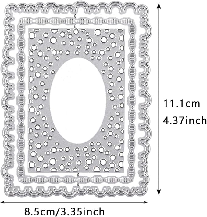 Cutting Dies 3D Background Frame Metal Stencils Scrapbooking Tools DIY Craft Carbon Steel Embossing Template for Paper Card Making Album Arts Supplies (Frame B-Dot 8.5x11.1cm), XMEI000580