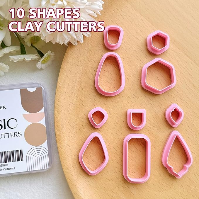 KEOKER Polymer Clay Cutters, Clay Cutters for Polymer Clay Jewelry, Basic Polymer Clay Cutters Set, Clay Earrings Cutters.(A)