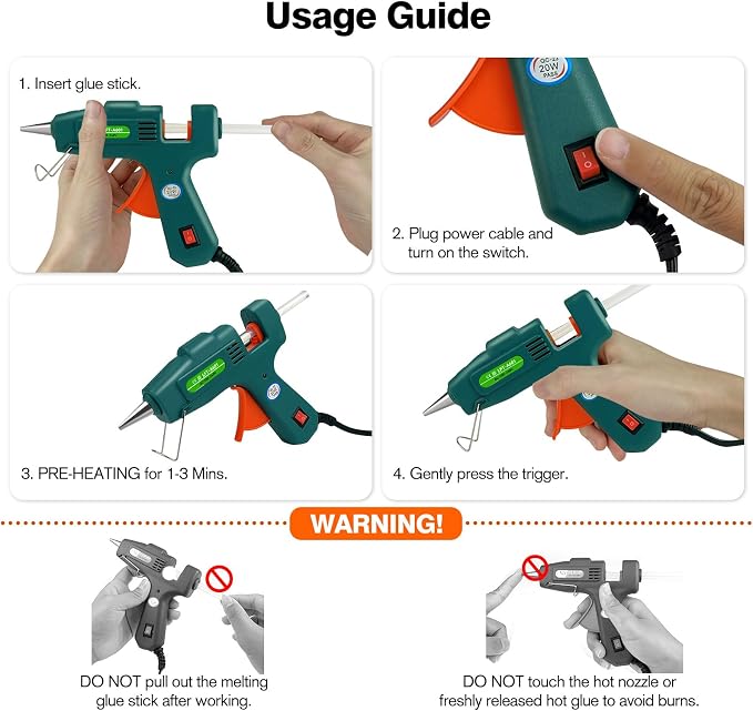 SHJADE Hot Glue Gun with 30 Glue Sticks, 20W Mini Hot Melt Gun Kit(Green)