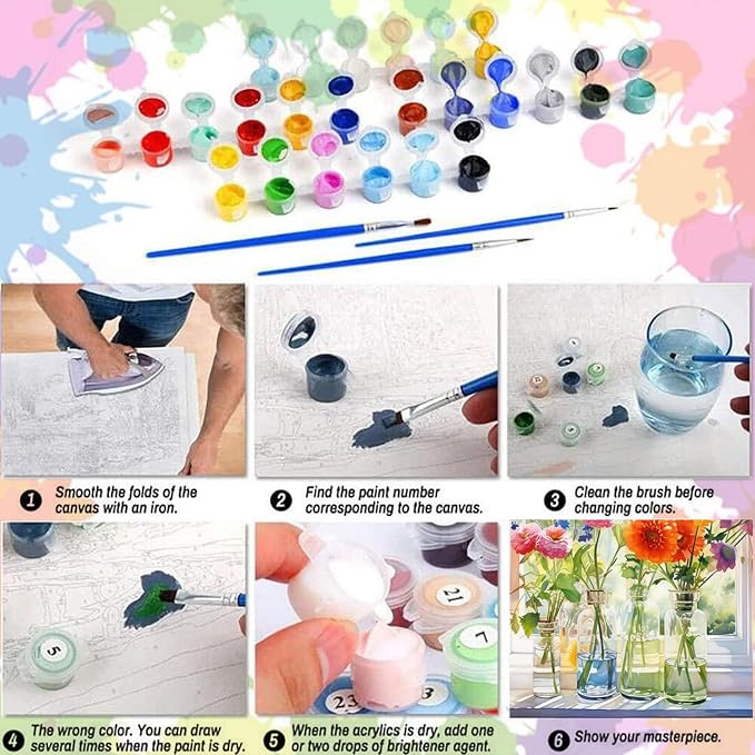 Arttoplus Flowers Paint by Numbers Kit for Adults Beginner 16x20 inch | Flower Adult Paint by Number Kits on Canvas, Flowers Diy Oil Painting by Number for Gift Home Wall Decor (Without Frame)