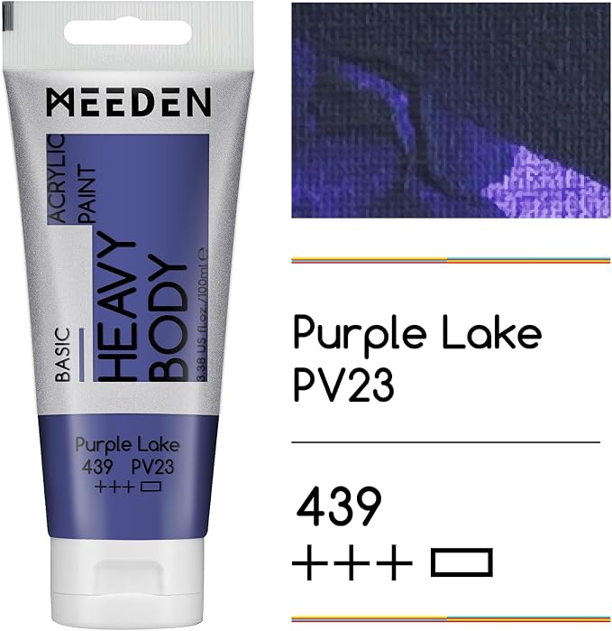 MEEDEN Acrylic Paint Purple Lake: 100ml/3.38oz x 2 with Titanium White | Heavy Body Artist Acrylic Paint Set for Canvas, Wood & Craft, Non-toxic Creamy Art Paint with Titanium White for Mixing