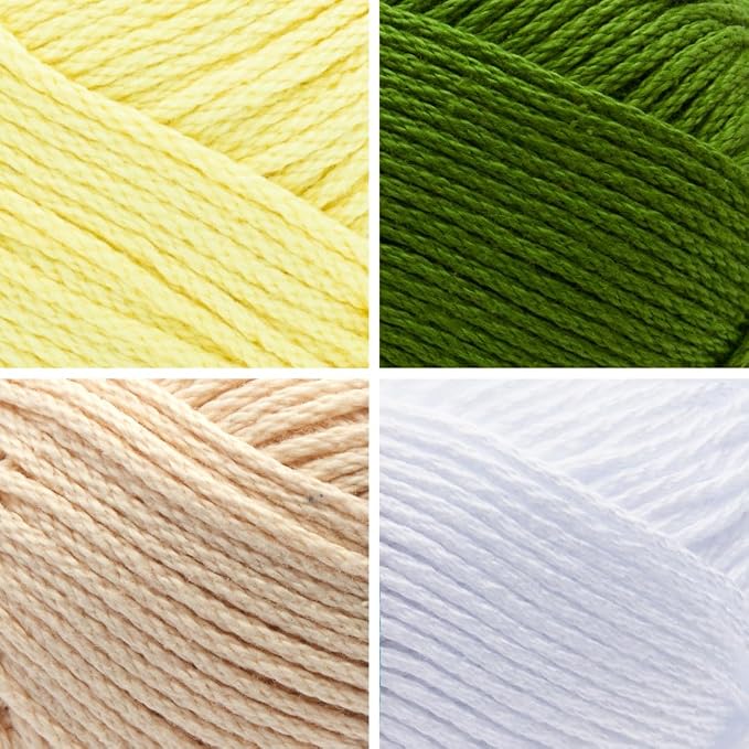 Lion Brand Yarn, 24/7 Cotton Mercerized Lightweight Yarn for Knitting, Crochet, and Crafts, Lemon-Lime, 6 Pack, Multicolor Pack of Natural Fiber for Breathable Tops, Durable Bags, and Dish Cloths
