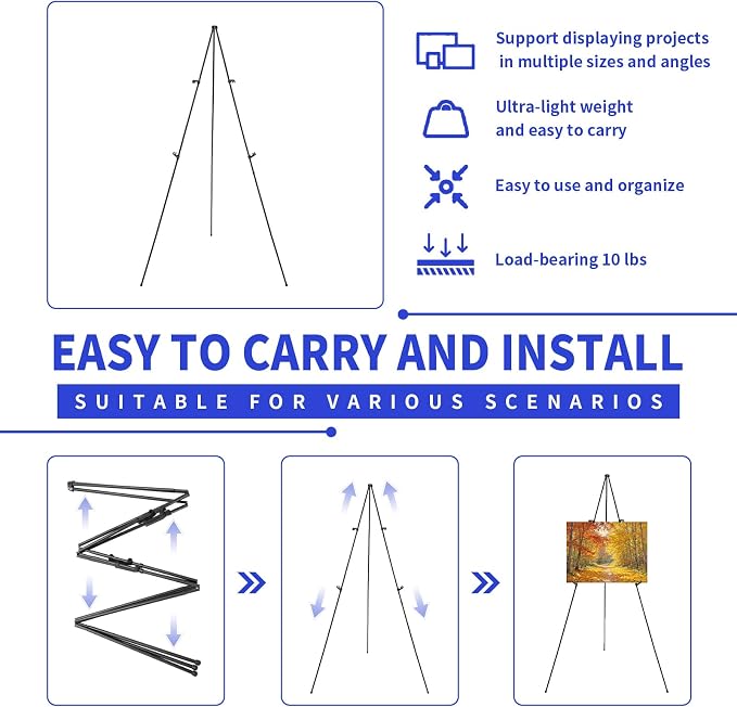 MXG Easel Display Stand, 66" Adjustable Black Easel for Painting & Signs