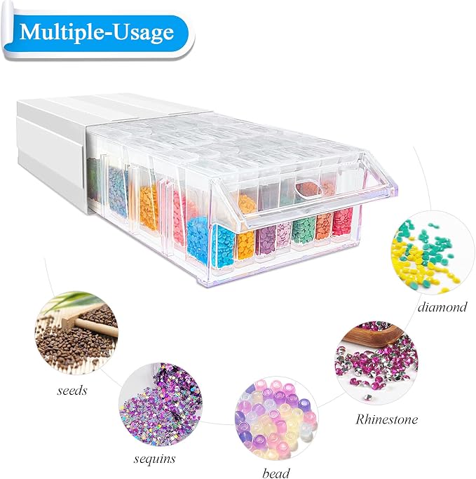 ARTDOT Storage Containers for Diamond Painting, 9 Pack Stackable Craft Storage Organizer 315 Slots Individual Containers for Diamond Art Beads Nail Pill Rhinestones Seed