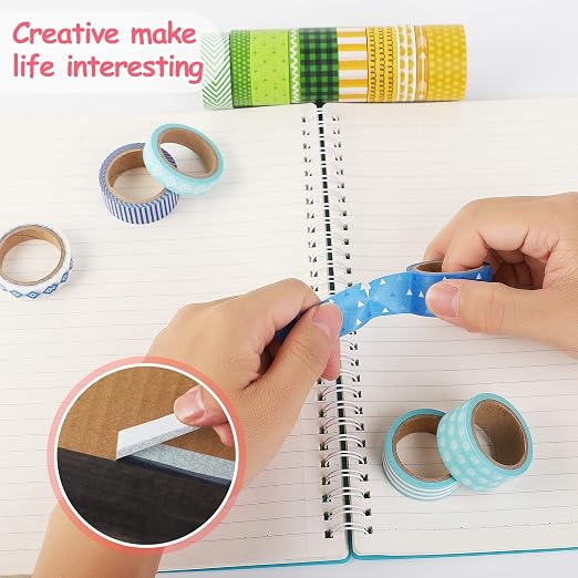 KEVIN&SASA CRAFTS 50 Rolls Washi Tape Set | Decorative Adhesive Tape, For Scrapbook, Arts & Crafts, Journals, and Planners, Each Roll 5yd, Total 250yd