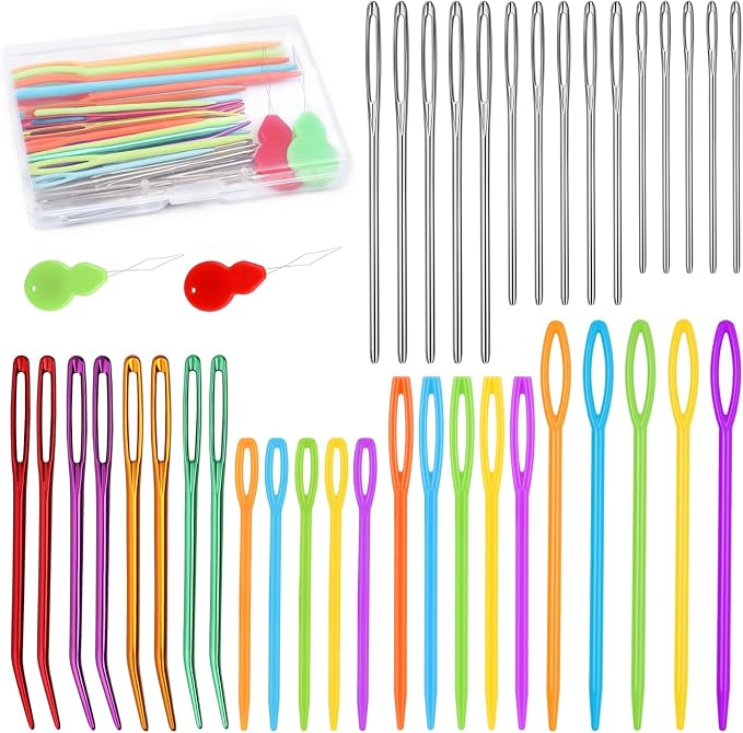 Bupete 40 Pcs Yarn Needles, Darning Needles Tapestry Needles for Yarn | Plastic Sewing Needles, Crochet Needles for Yarn, Plastic Large Eye Sewing Needles for Sewing Knitting Crochet