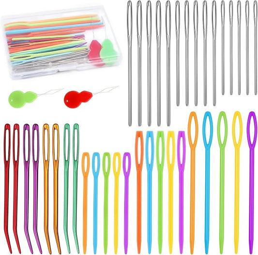 Bupete 40 Pcs Yarn Needles, Darning Needles Tapestry Needles for Yarn | Plastic Sewing Needles, Crochet Needles for Yarn, Plastic Large Eye Sewing Needles for Sewing Knitting Crochet