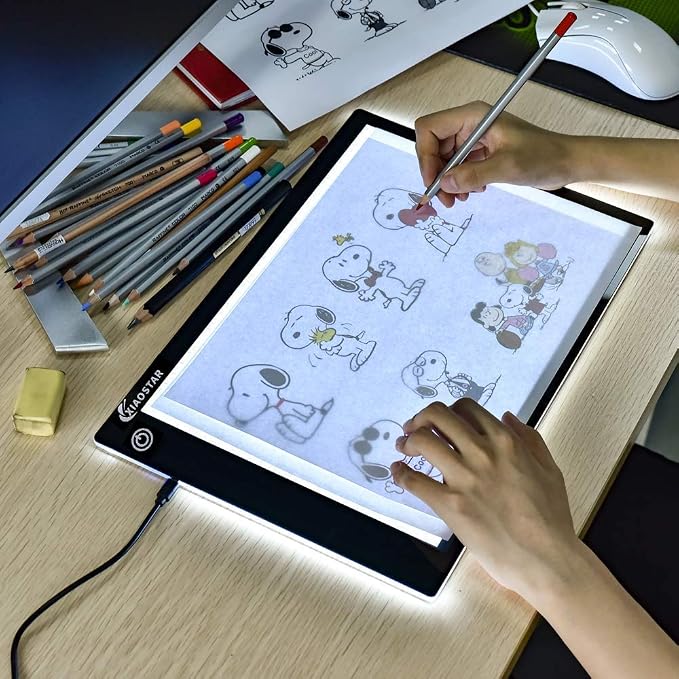 XIAOSTAR Light Box Drawing Pad, 12000 Lux LED Tracing Board A4, USB Powered (Not Rechargeable) PMMA Panel, Adjustable Brightness for Diamond Painting, Sketching, Animation, X-Ray–Includes Accessories | for Artists,Animation Drawing,Sketching,Animation,...