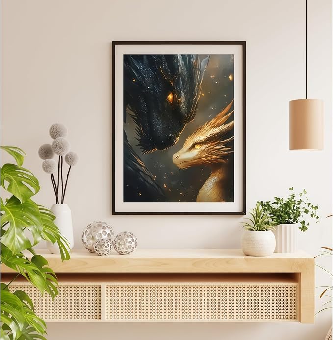 5D Diamond Painting Kits for Adults, Dragons Diamond Art Kits 12x16 in | DIY Full Round Drill Animal Diamond Dot Kits Gem Art Painting for Home Wall Decor Present