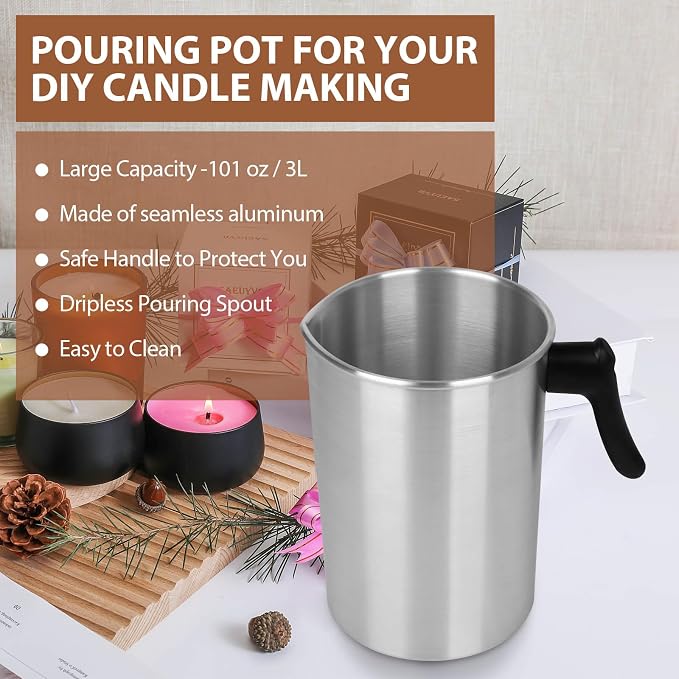 SAEUYVB 3L Aluminum Candle Wax Melting Pouring Pot
