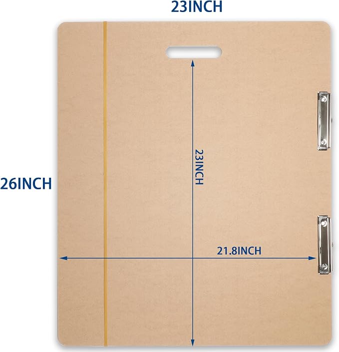 23" x 26" Drawing Board, Artist Sketch Boards with Handle for Drafting Art, Portable Wooden Clipboard for Studio Fit in Artists Tote