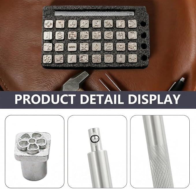 RJLCTH 33 Pcs Native American-Style Prints Leather Stamping Kit