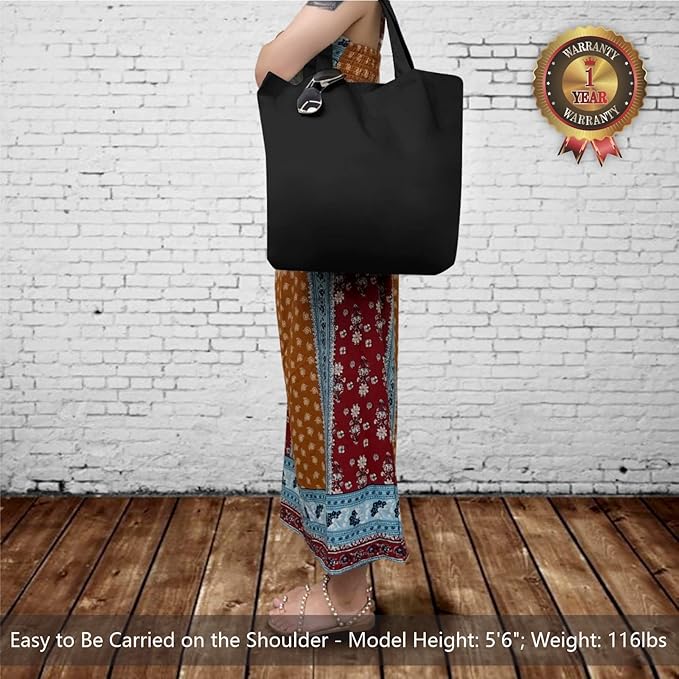 TOPDesign 1-Pack Super Strong Large 12oz Cotton Canvas Tote Bag, Reusable Grocery Shopping Cloth Bag, Fashionable Two-Tone Tote for Crafts, DIY Your Creative Designs