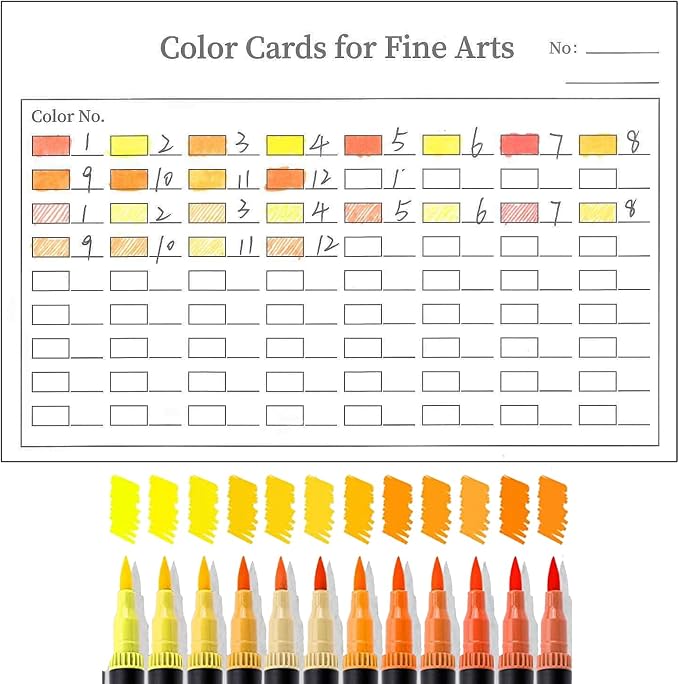 Orange & Yellow Double Tip Brush Pens Art Markers,12 Colored Artist Fine Brush Pen Coloring Markers for Adult Drawing Art Craft Kit